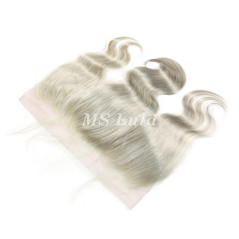Silver Grey Virgin Hair Body Wave 13X4 Lace Frontal - 图片 6
